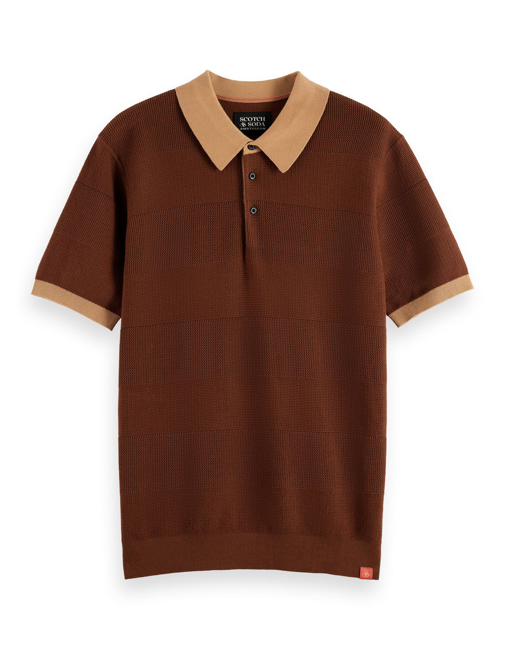 Knitted tone on tone striped regular fit polo