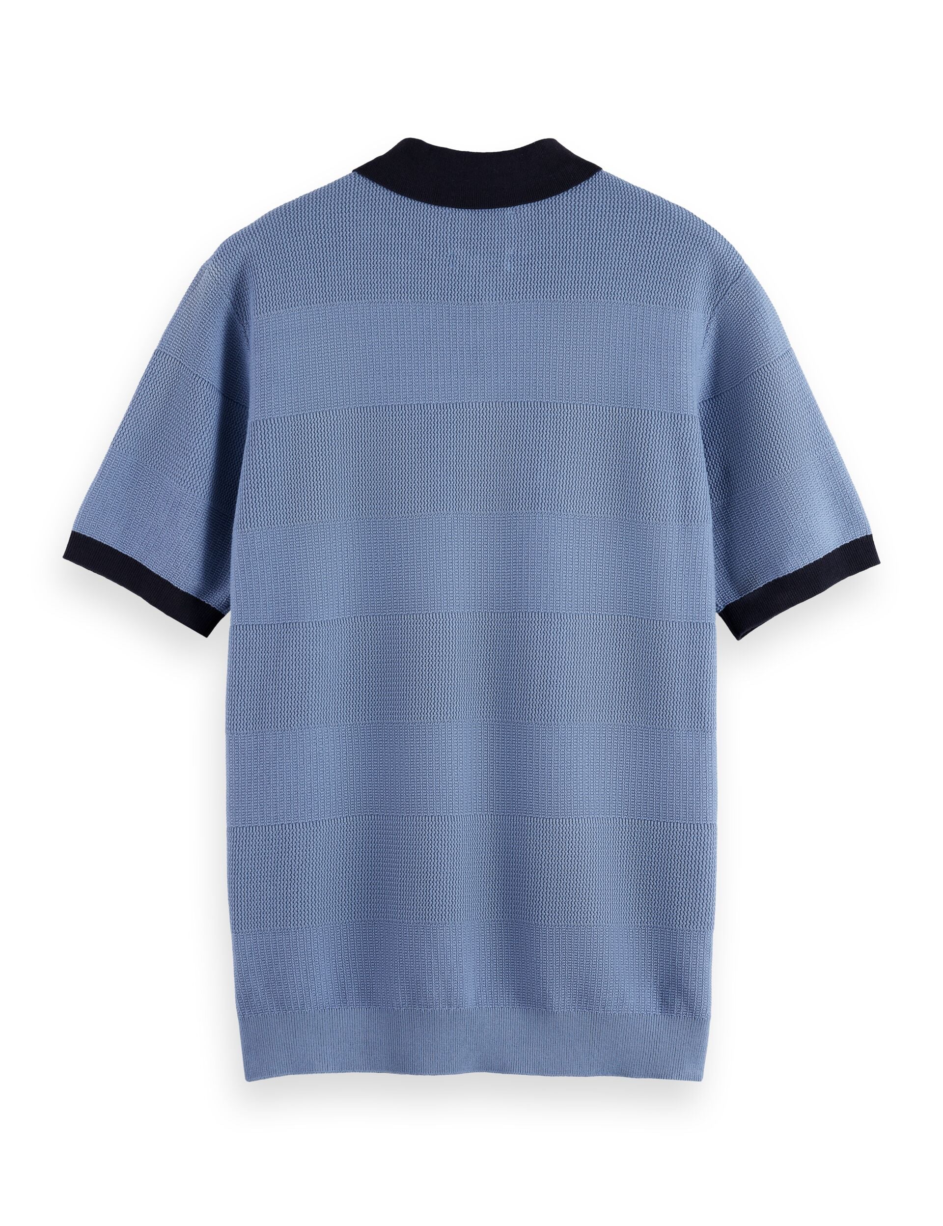 Knitted tone on tone striped regular fit polo