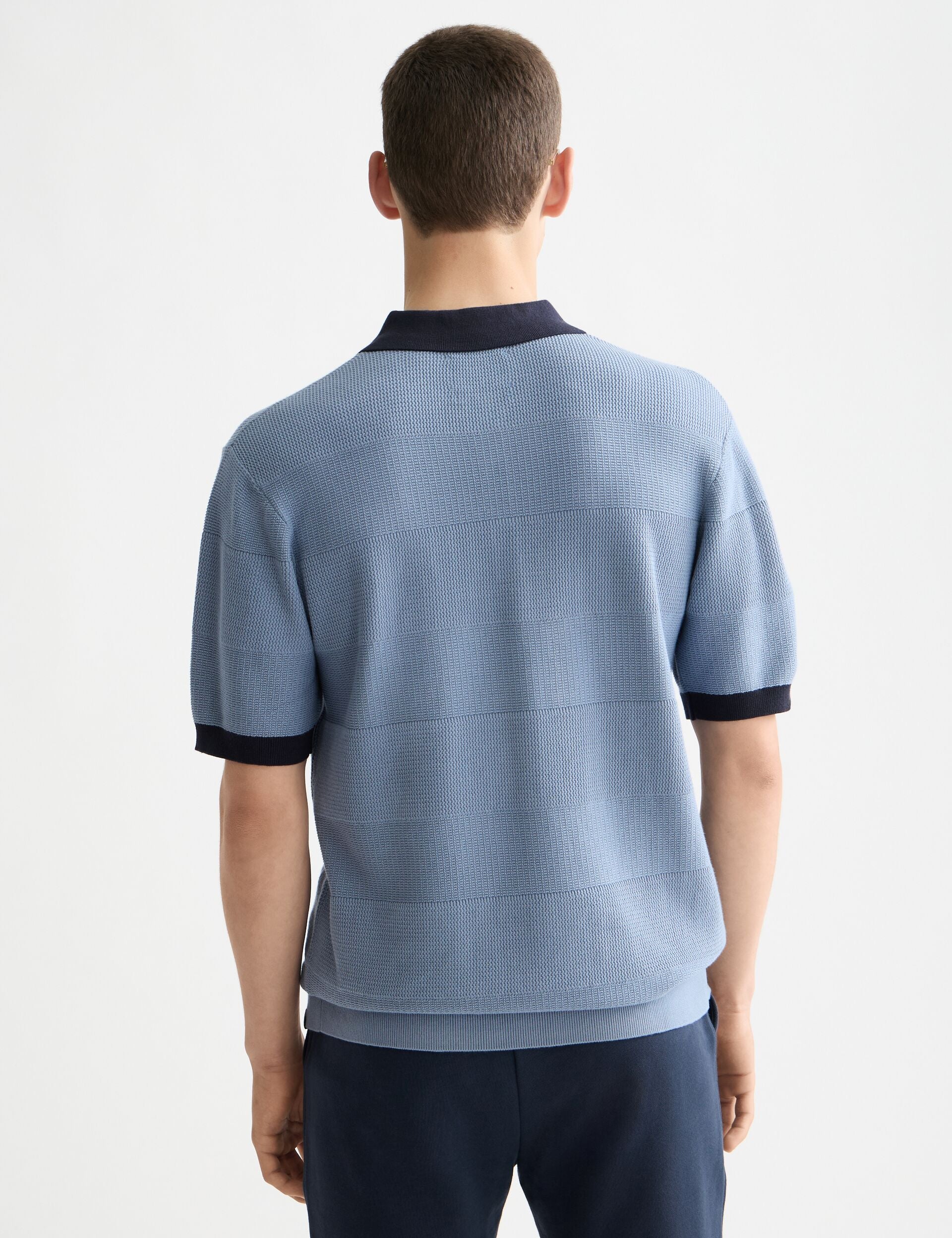 Knitted tone on tone striped regular fit polo