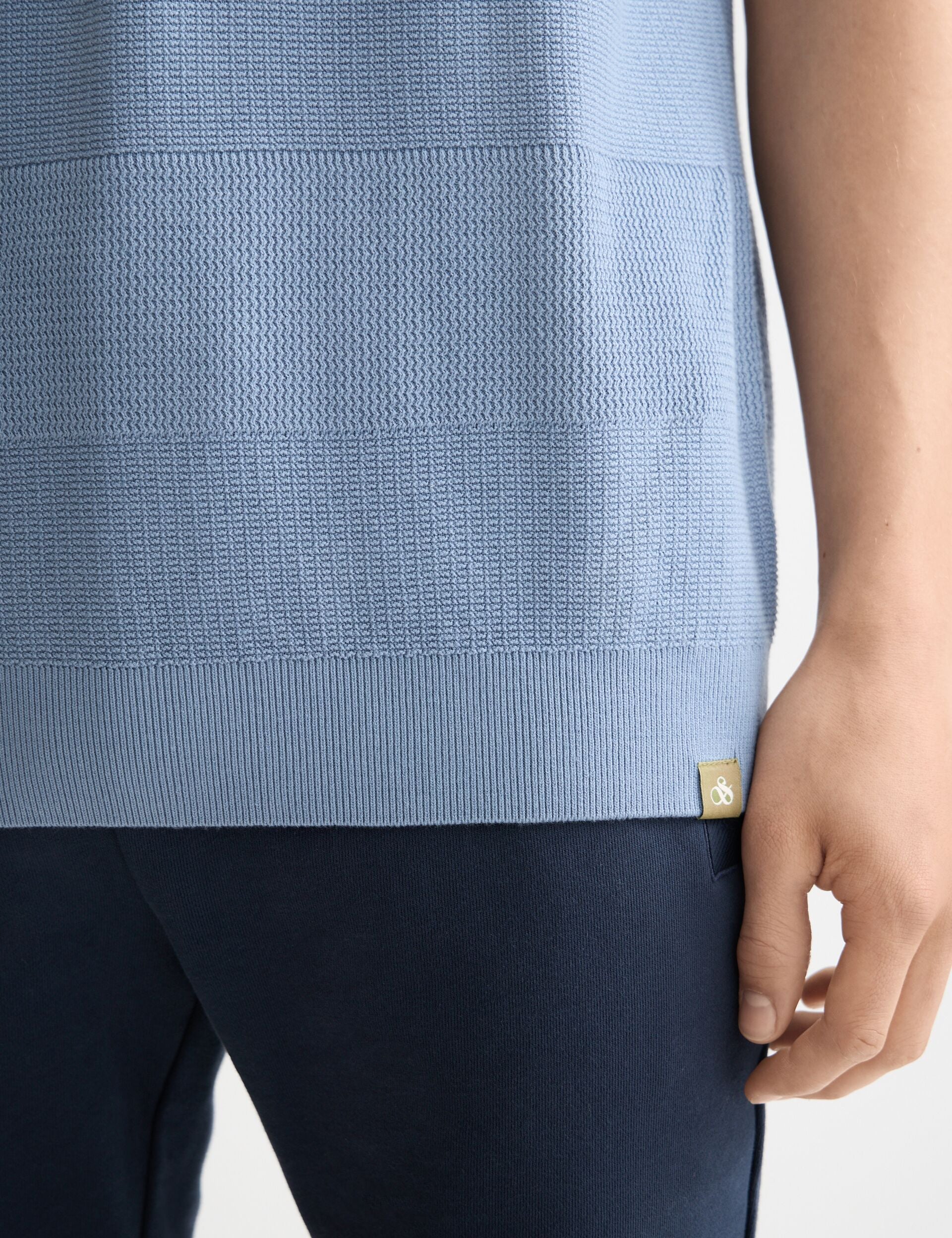 Knitted tone on tone striped regular fit polo