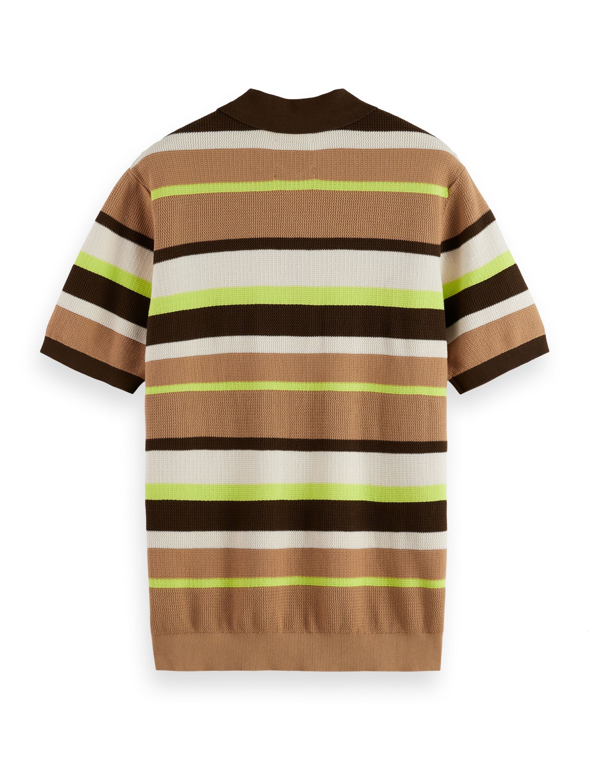 Knitted striped regular fit polo