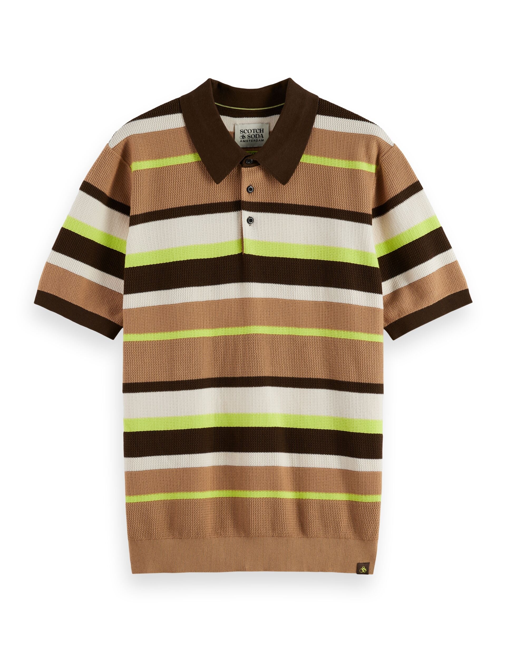 Knitted striped regular fit polo