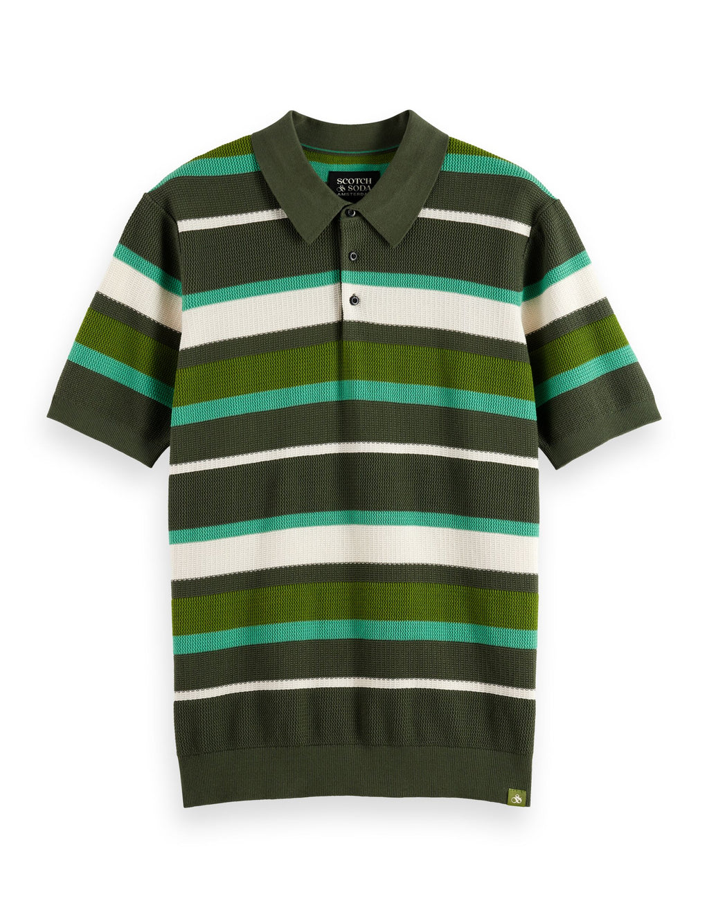 Knitted striped regular fit polo