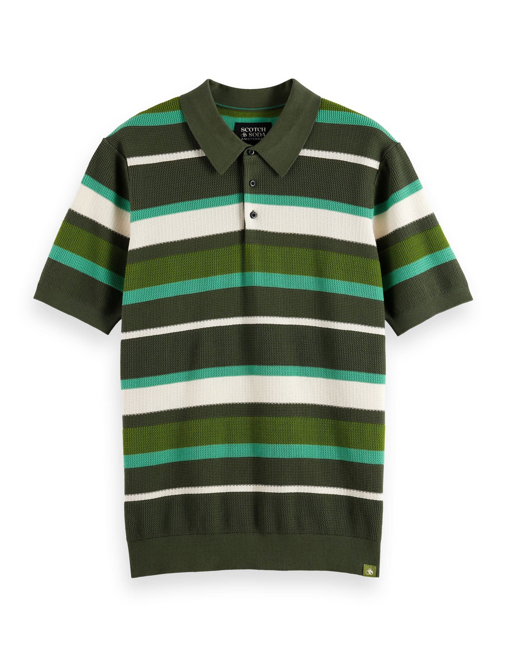 Knitted striped regular fit polo