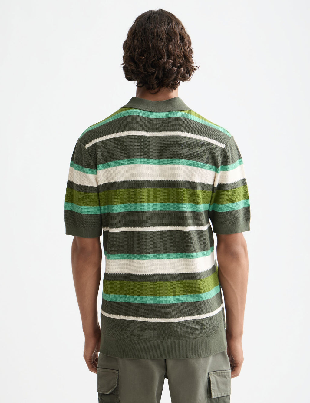 Knitted striped regular fit polo