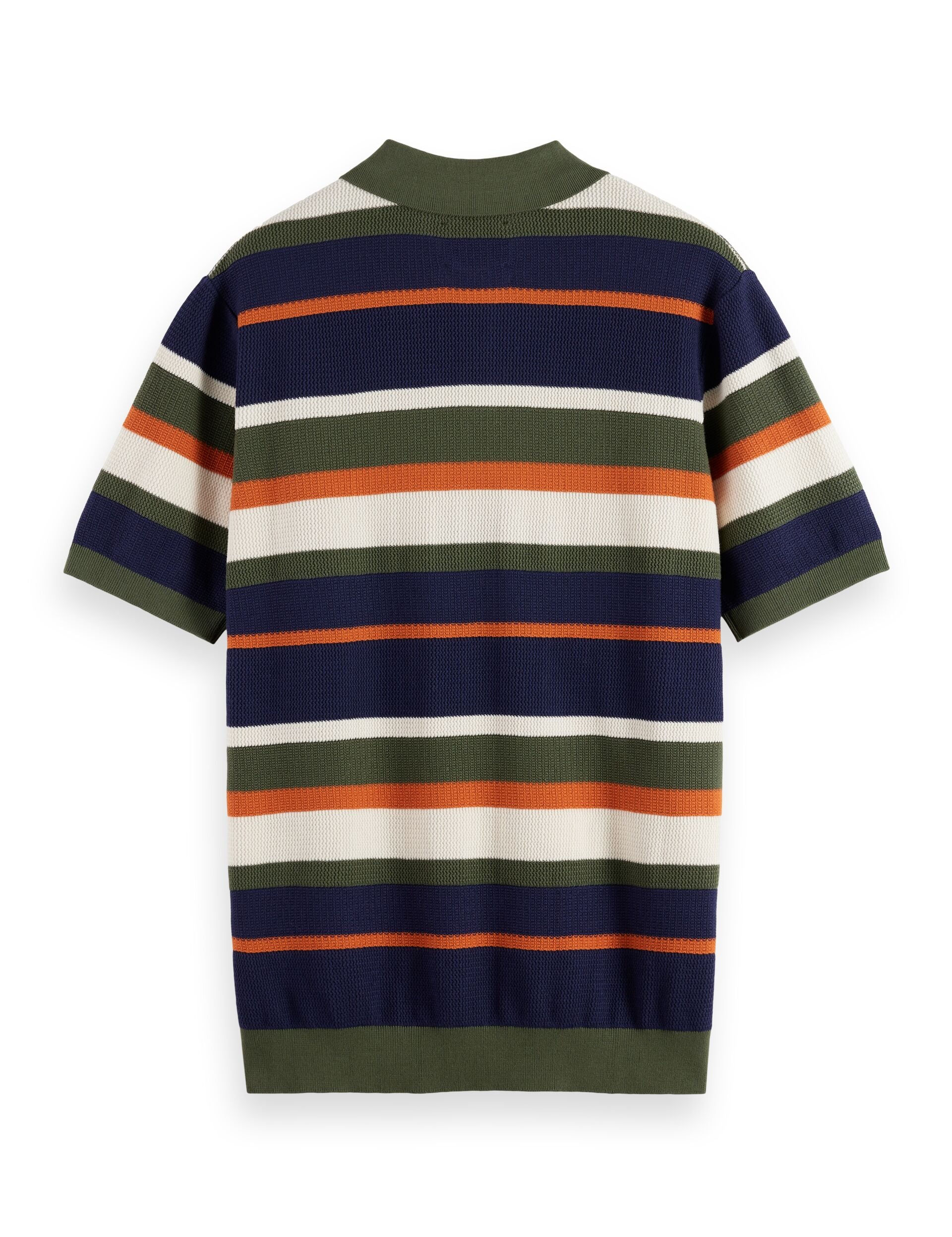 Knitted striped regular fit polo