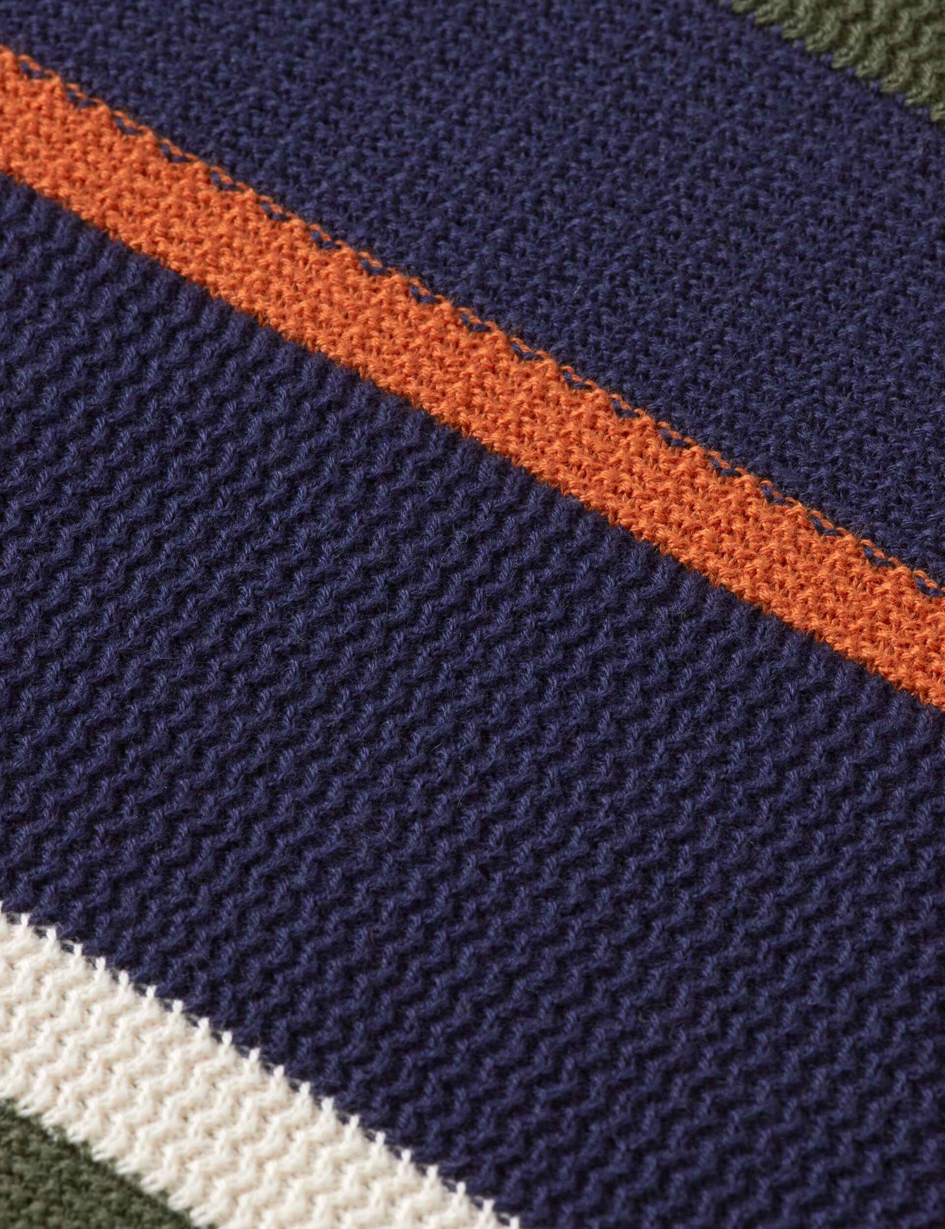 Knitted striped regular fit polo