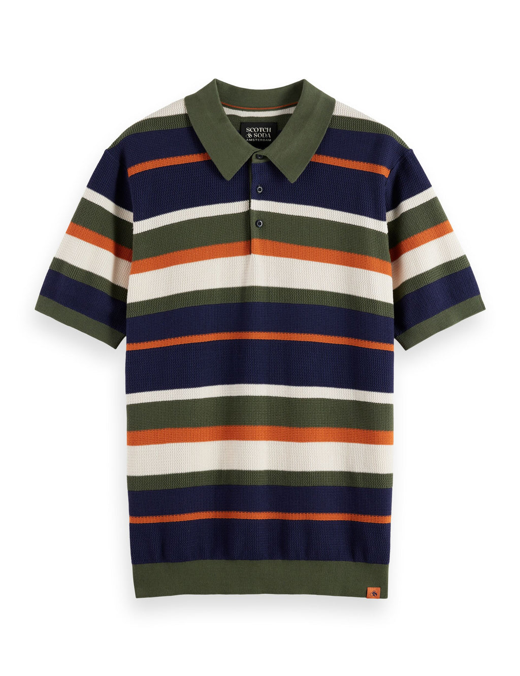 Knitted striped regular fit polo