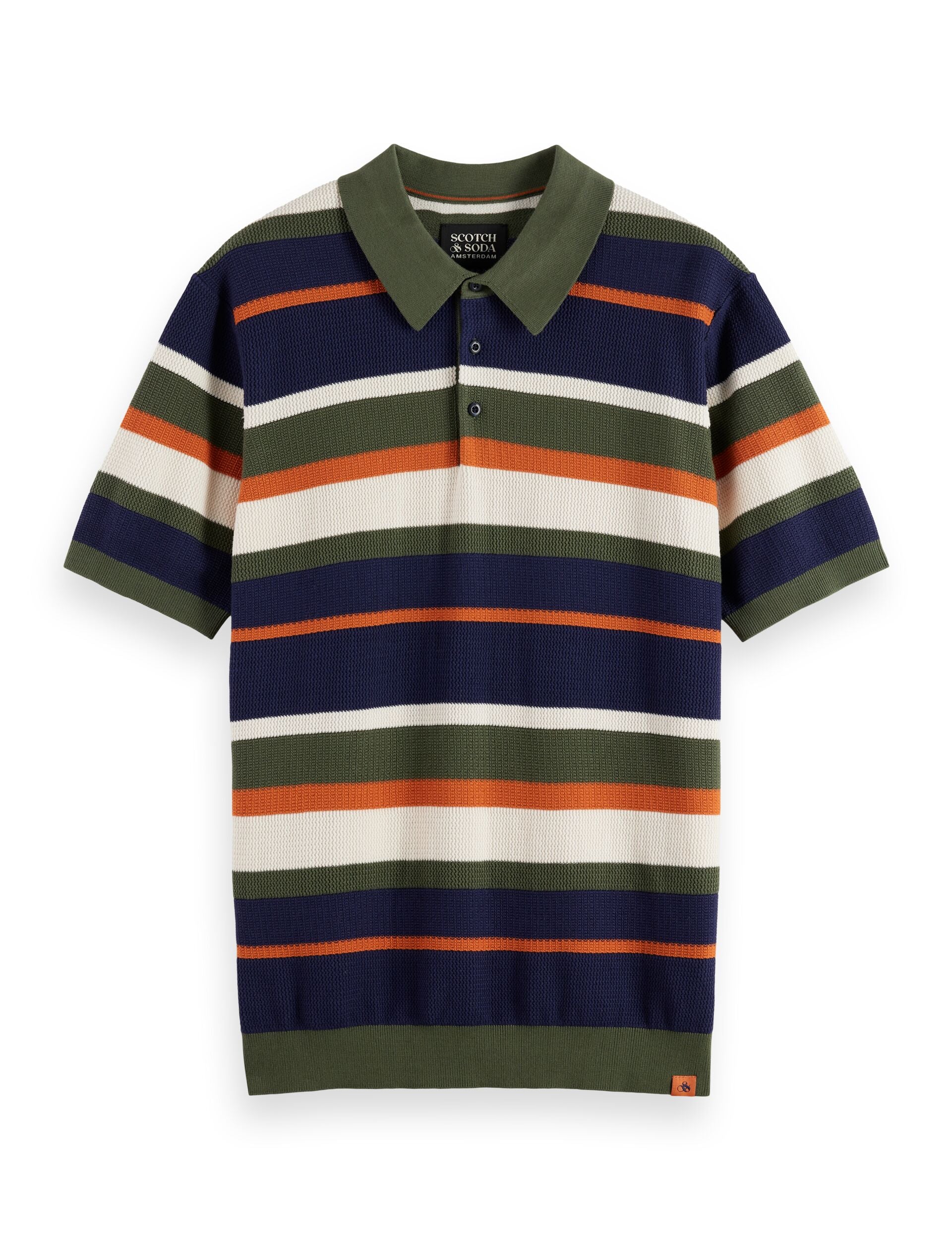 Knitted striped regular fit polo