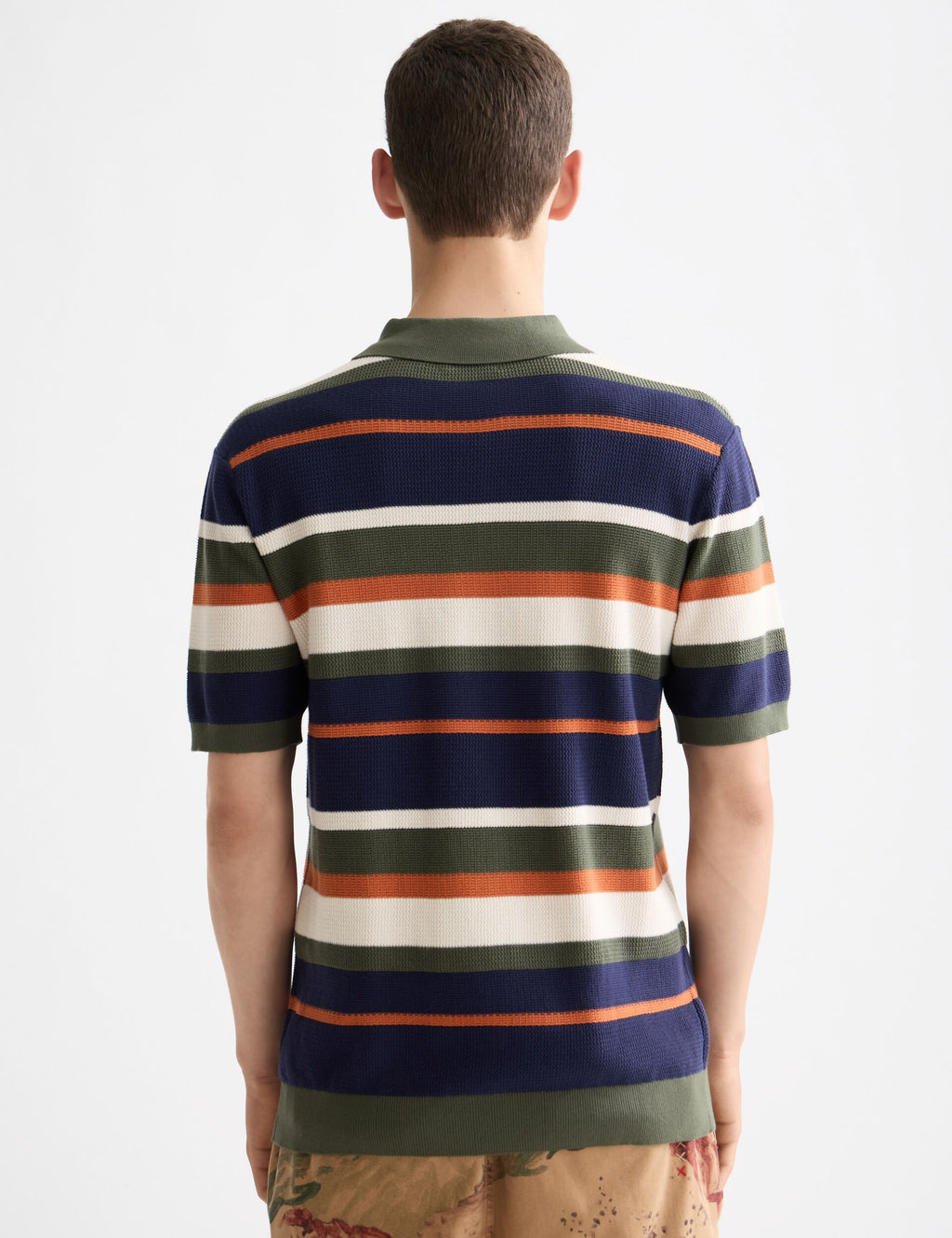 Knitted striped regular fit polo