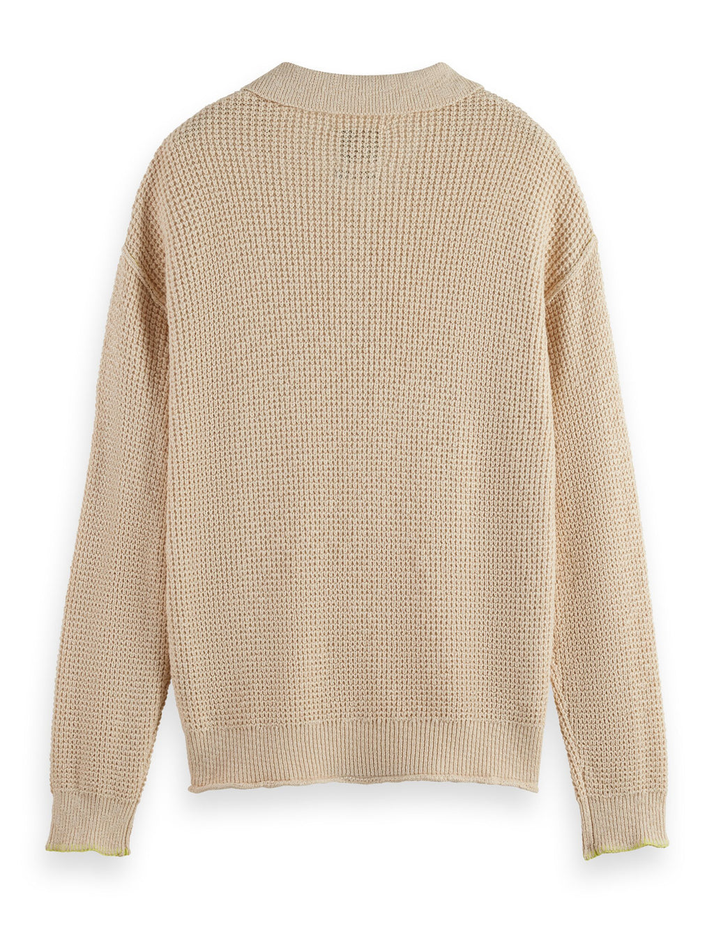 Waffle stitch dropped shoulder longsleeve polo