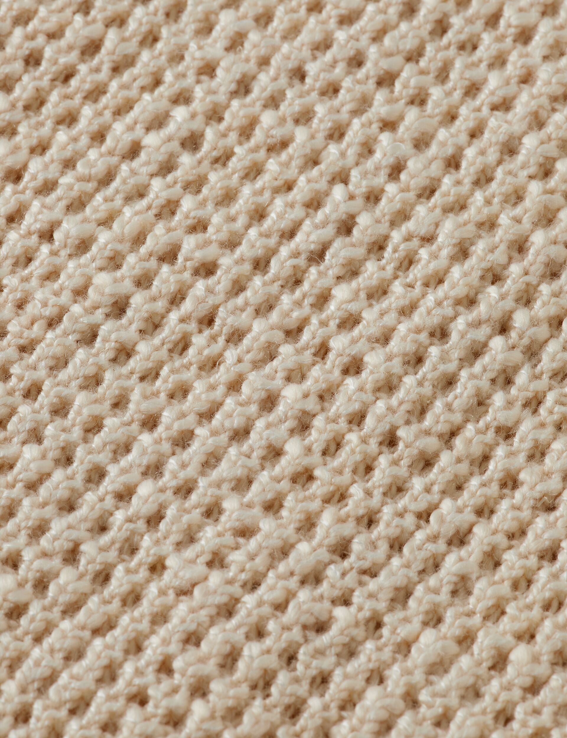 Waffle stitch dropped shoulder longsleeve polo