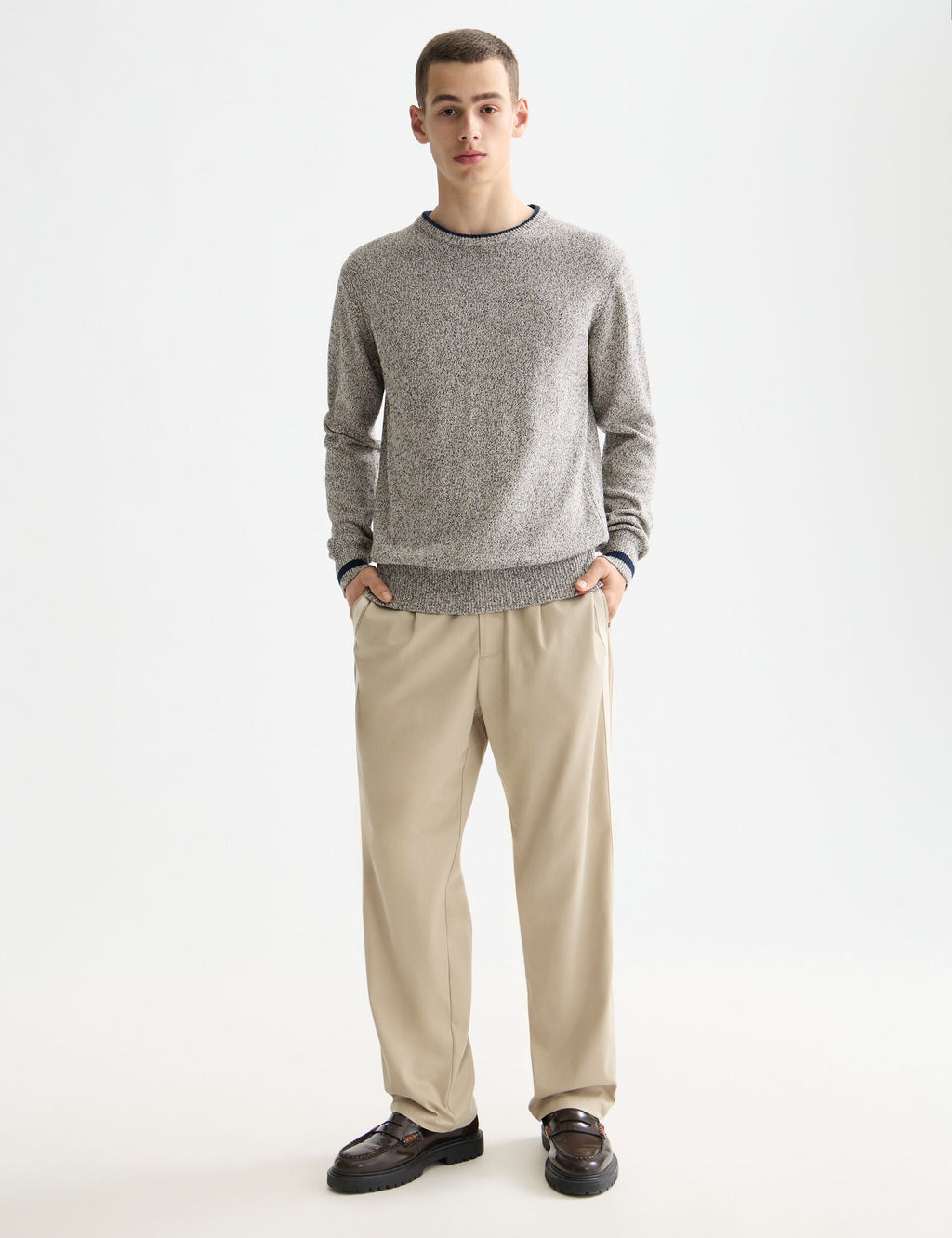 Melange regular fit crew neck