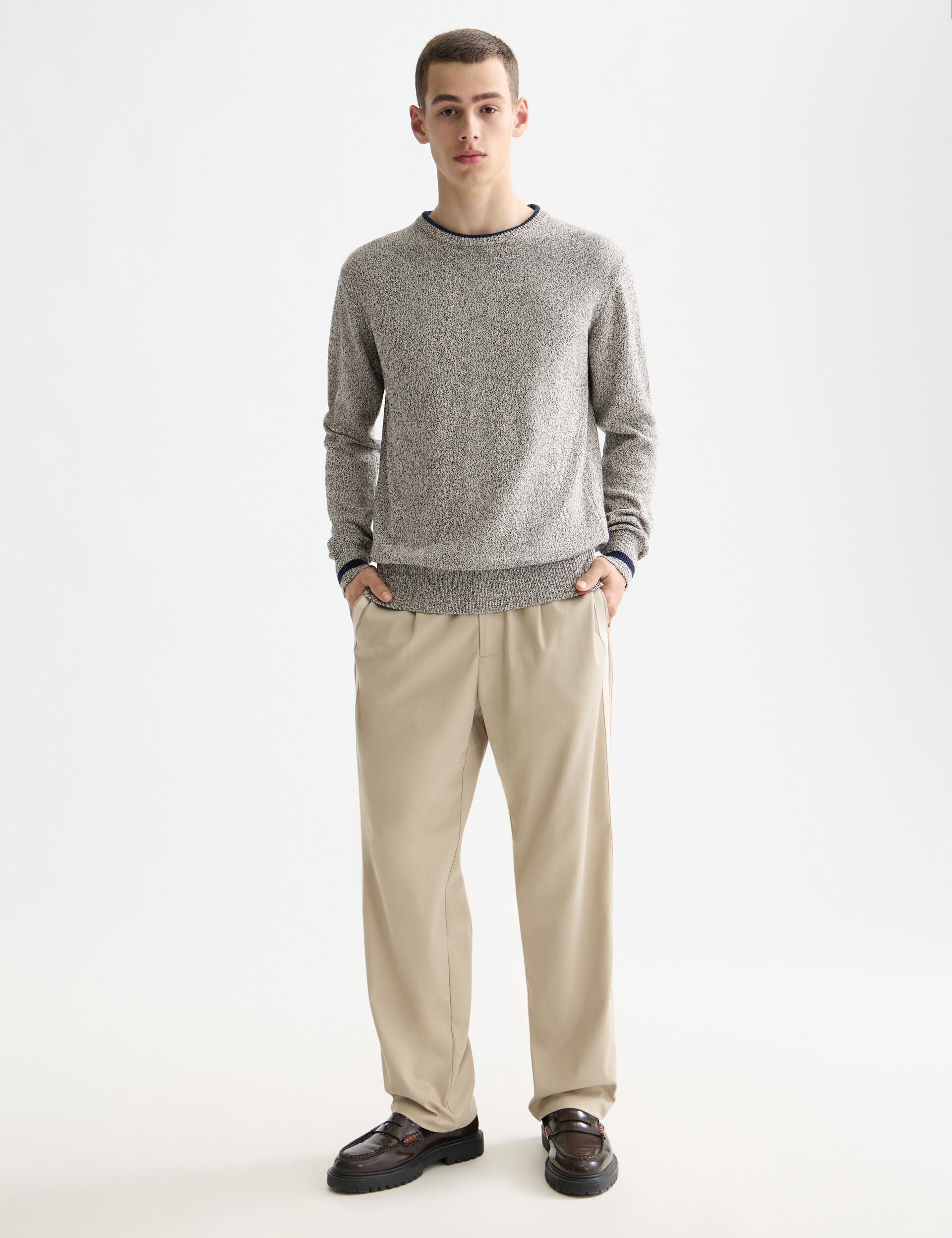 Melange regular fit crew neck