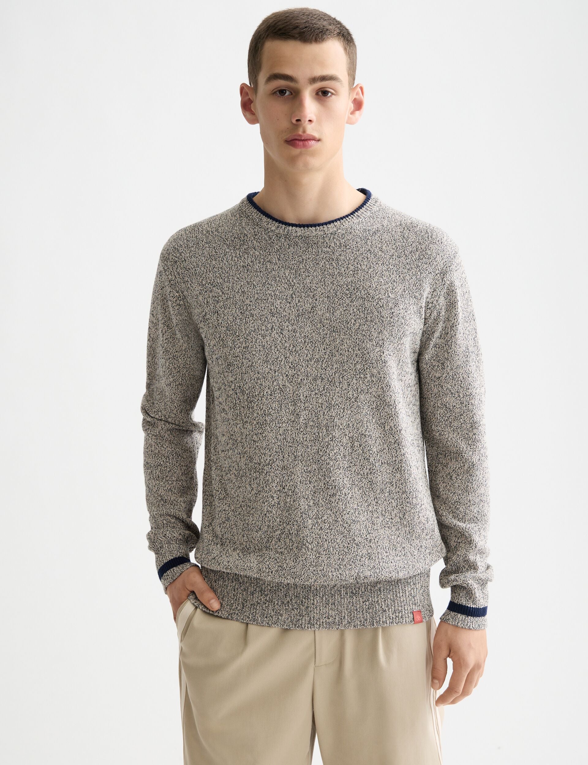 Melange regular fit crew neck