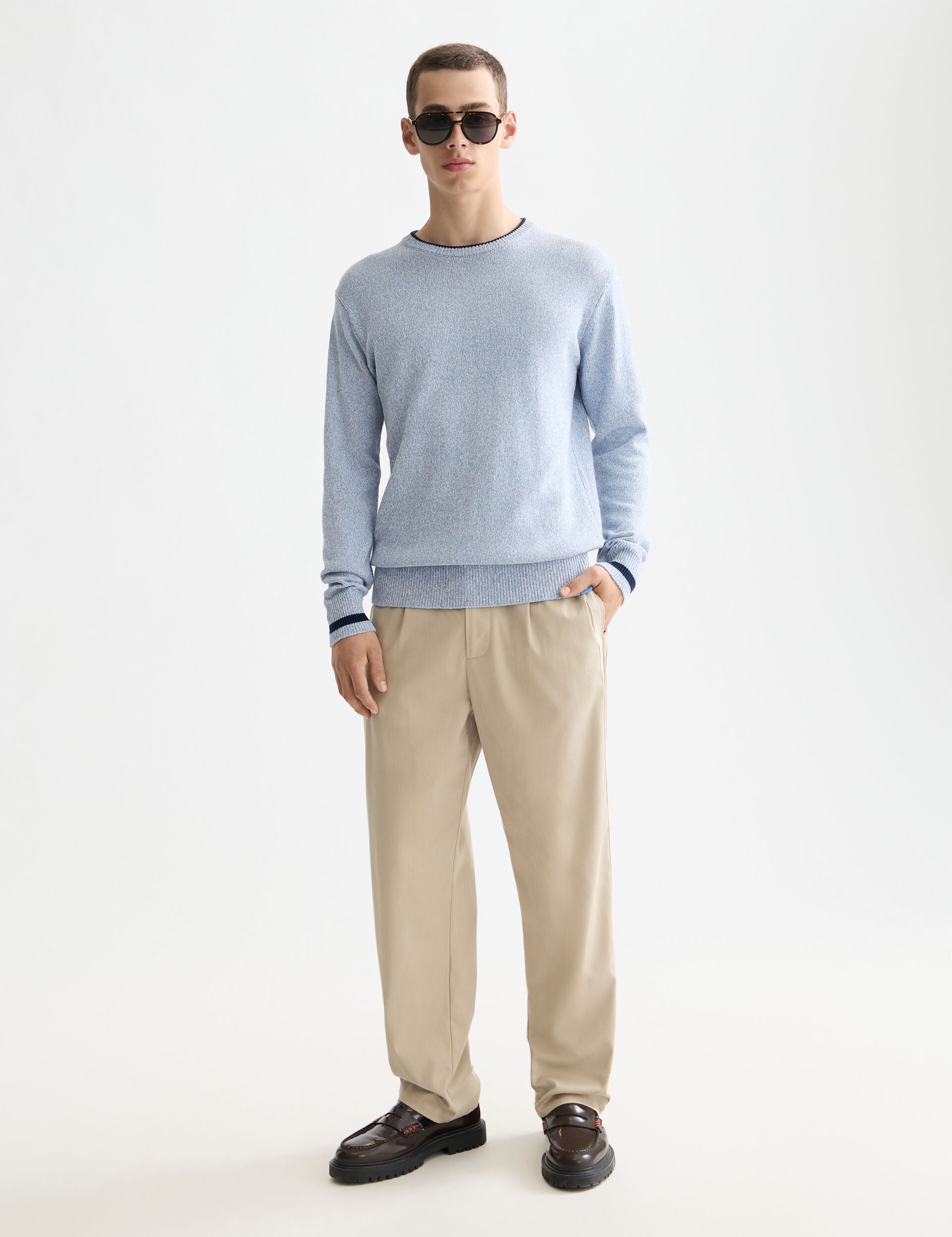 Melange regular fit crew neck
