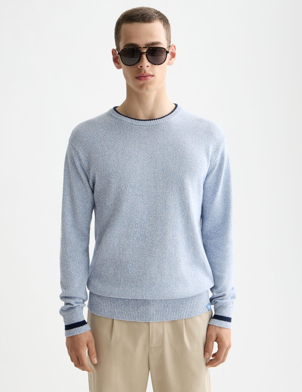 Melange regular fit crew neck