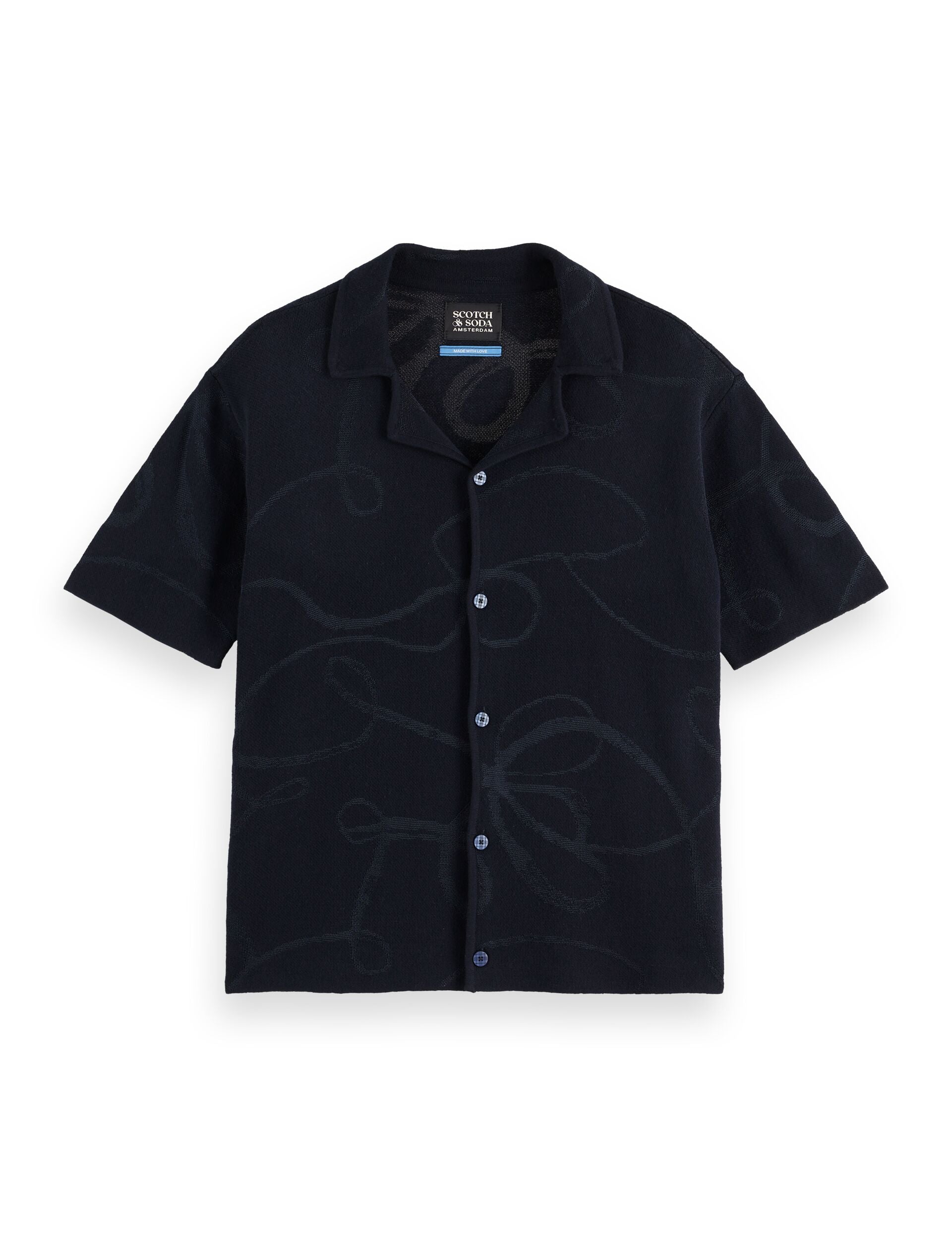 Jacquard knitted short sleeve shirt