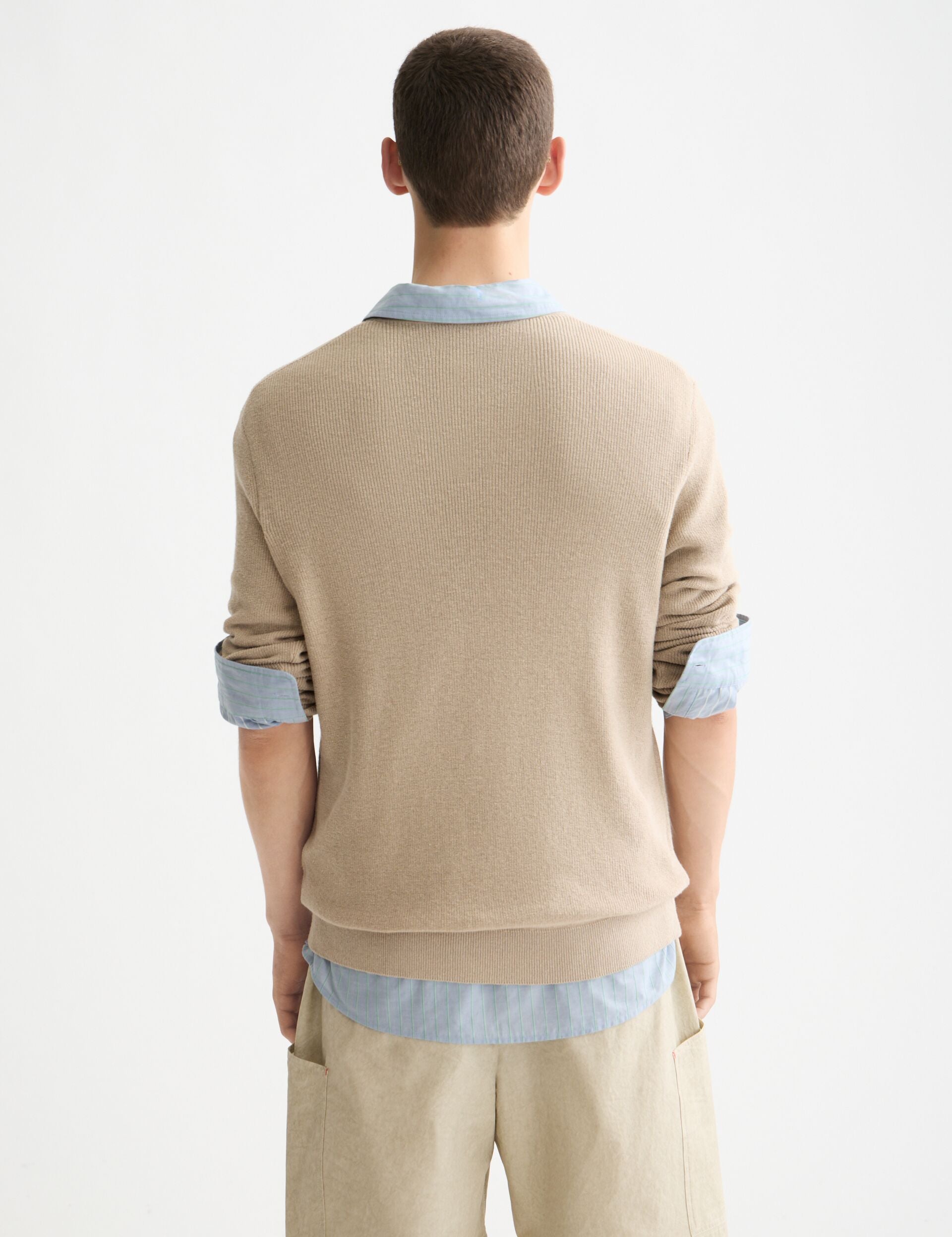 Linen blend crew neck