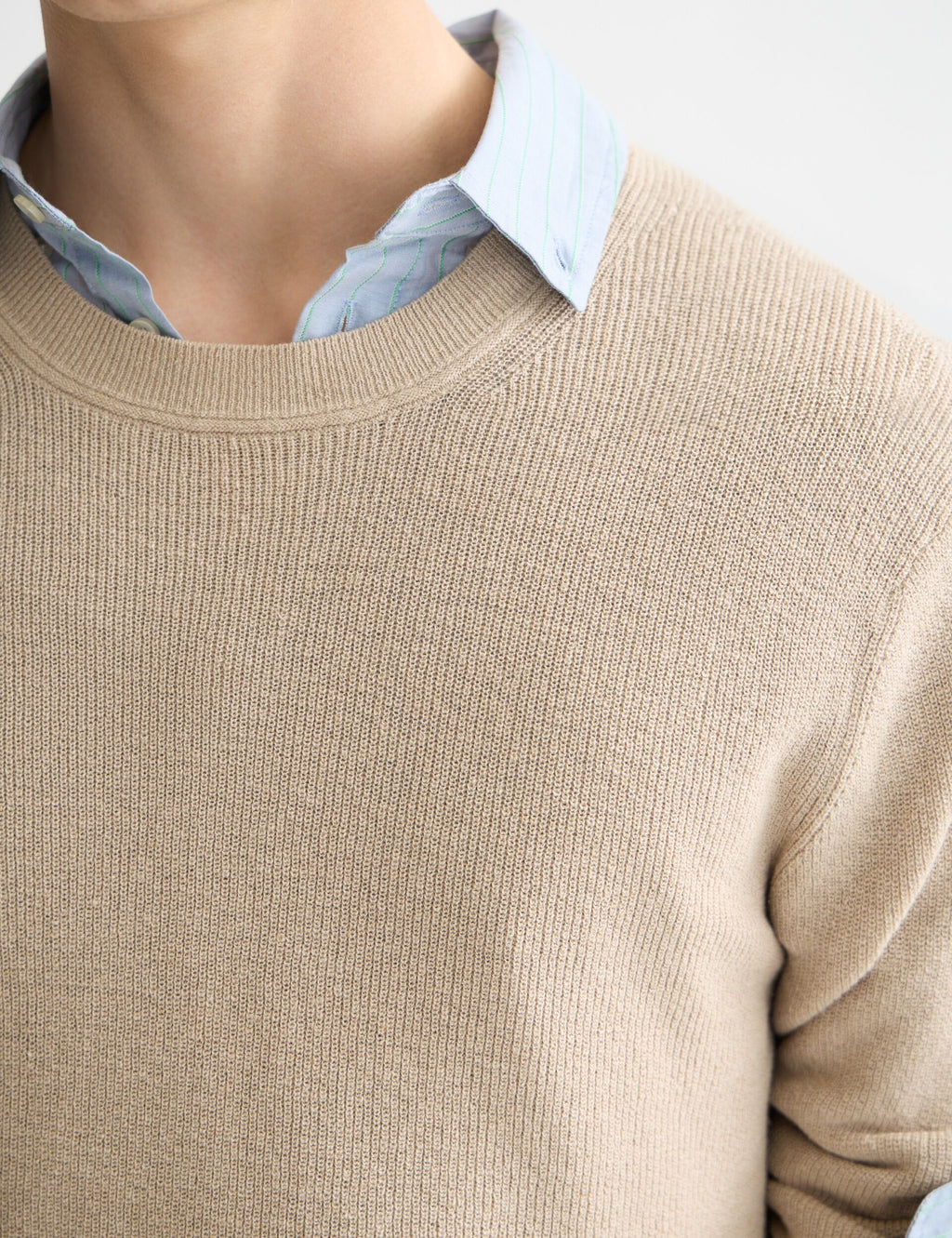 Linen blend crew neck