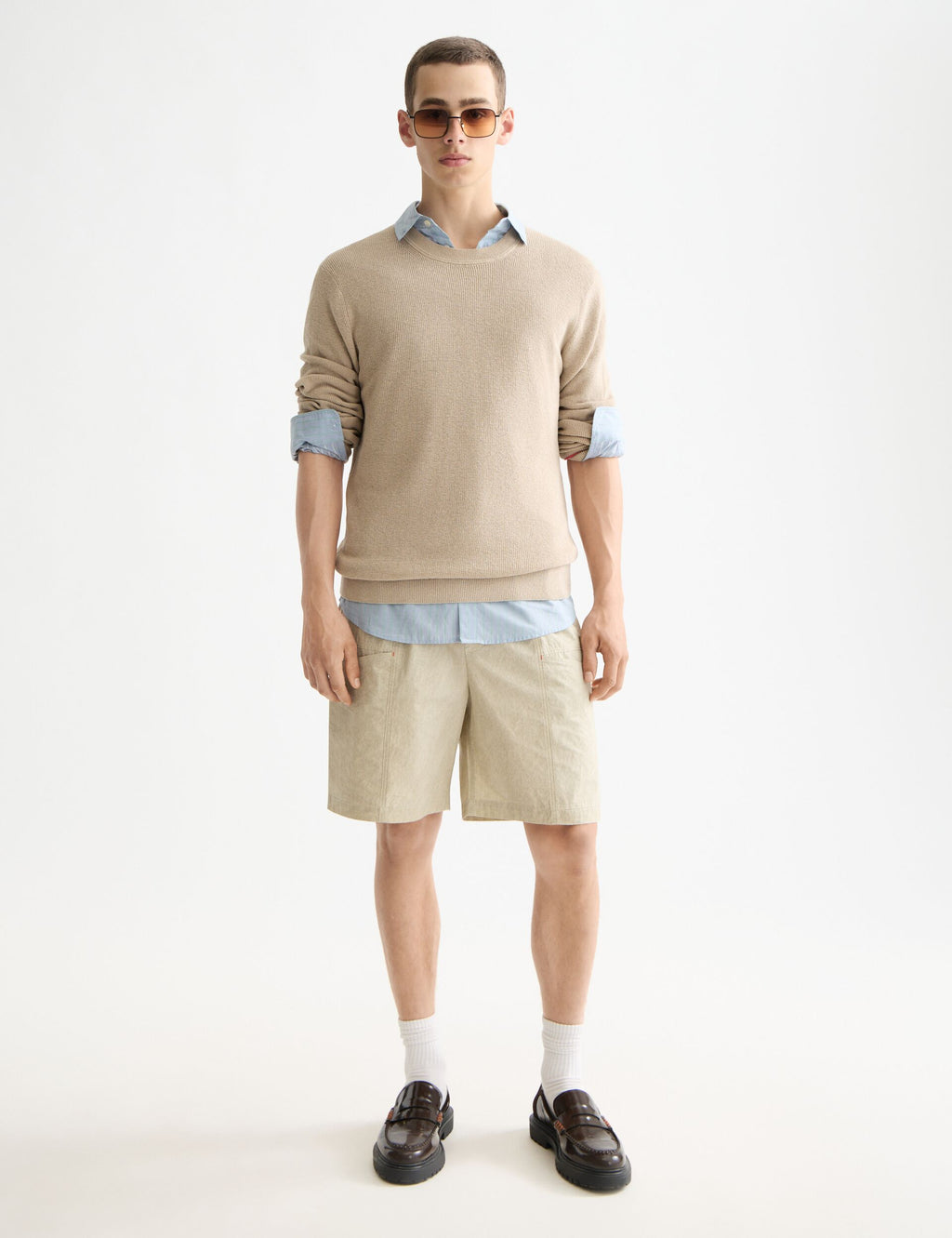 Linen blend crew neck