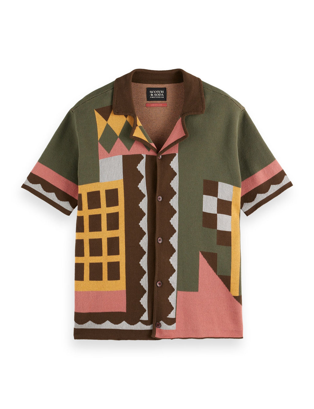 Knitted jacquard short sleeve shirt