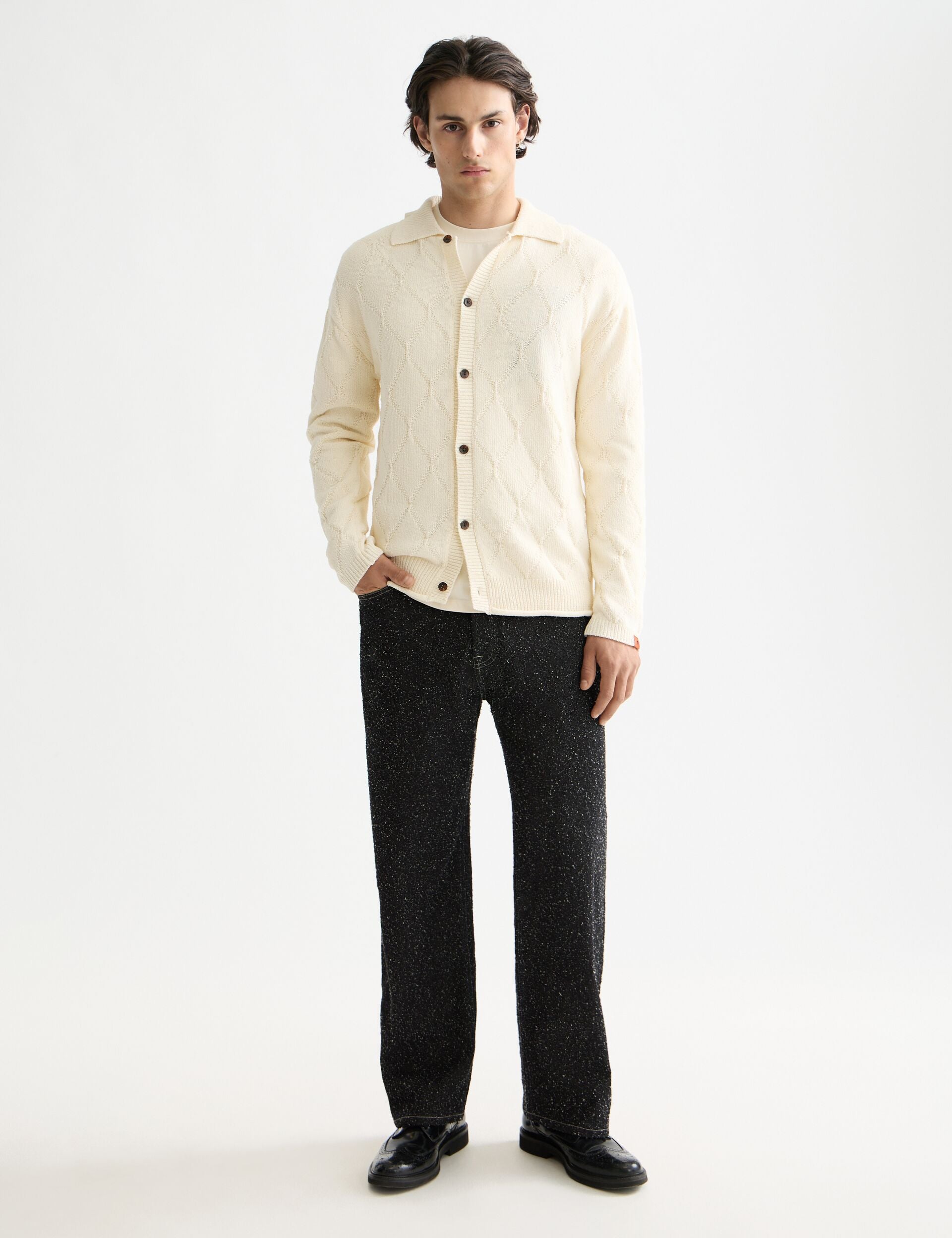 Open work long sleeve shirt