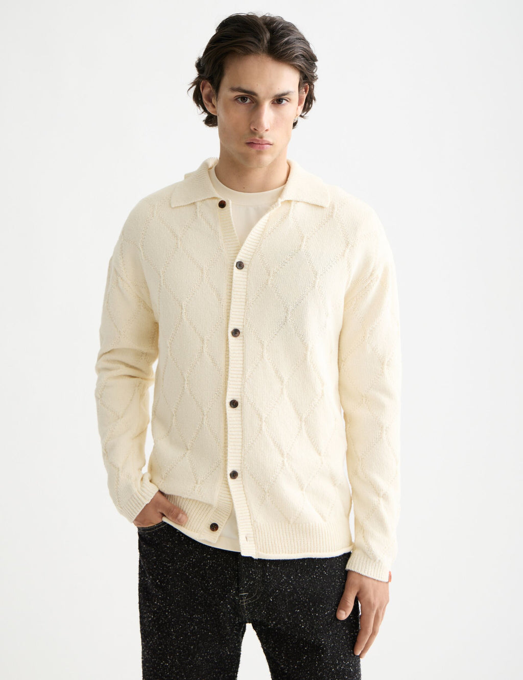 Open work long sleeve shirt