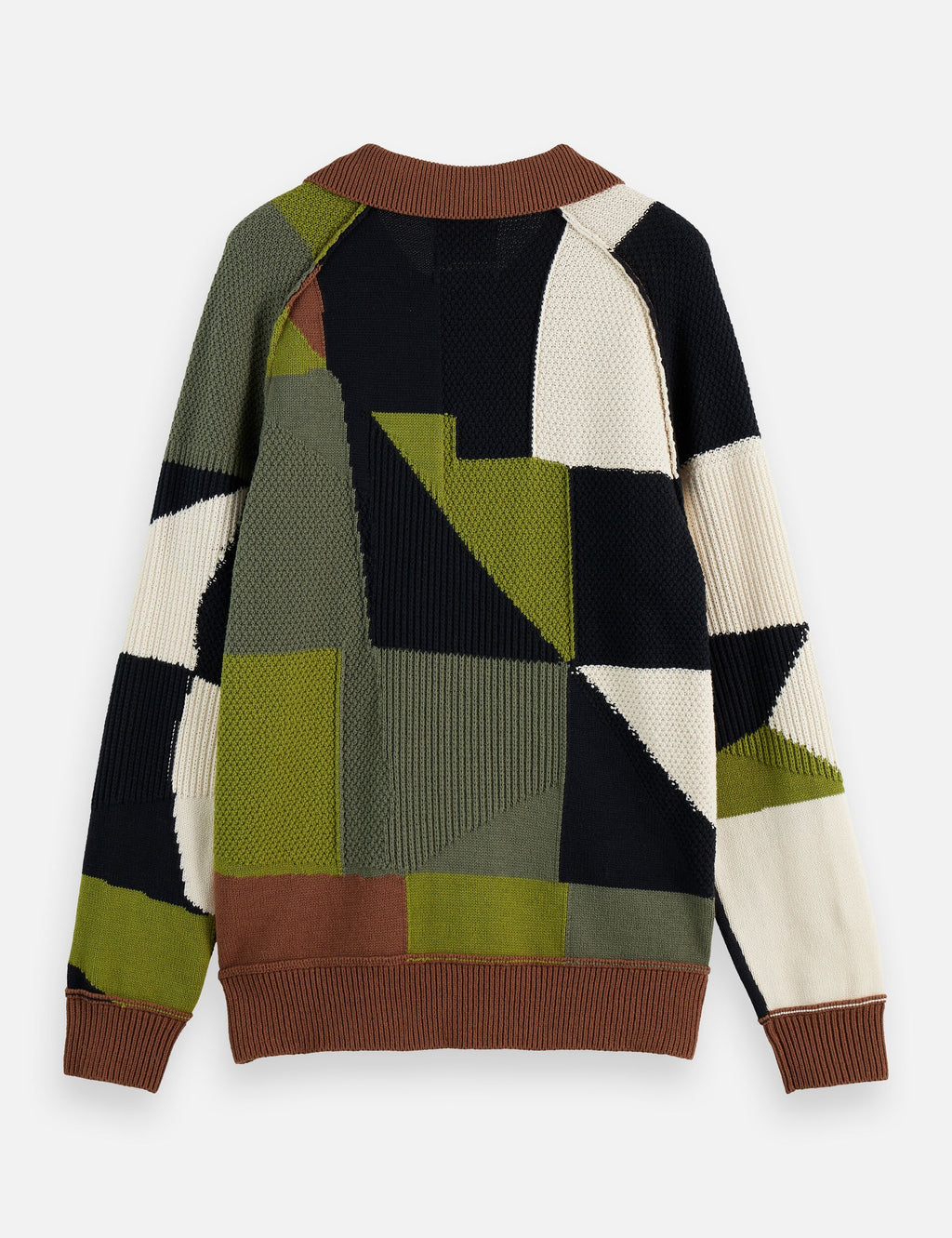 Patch work long sleeve polo