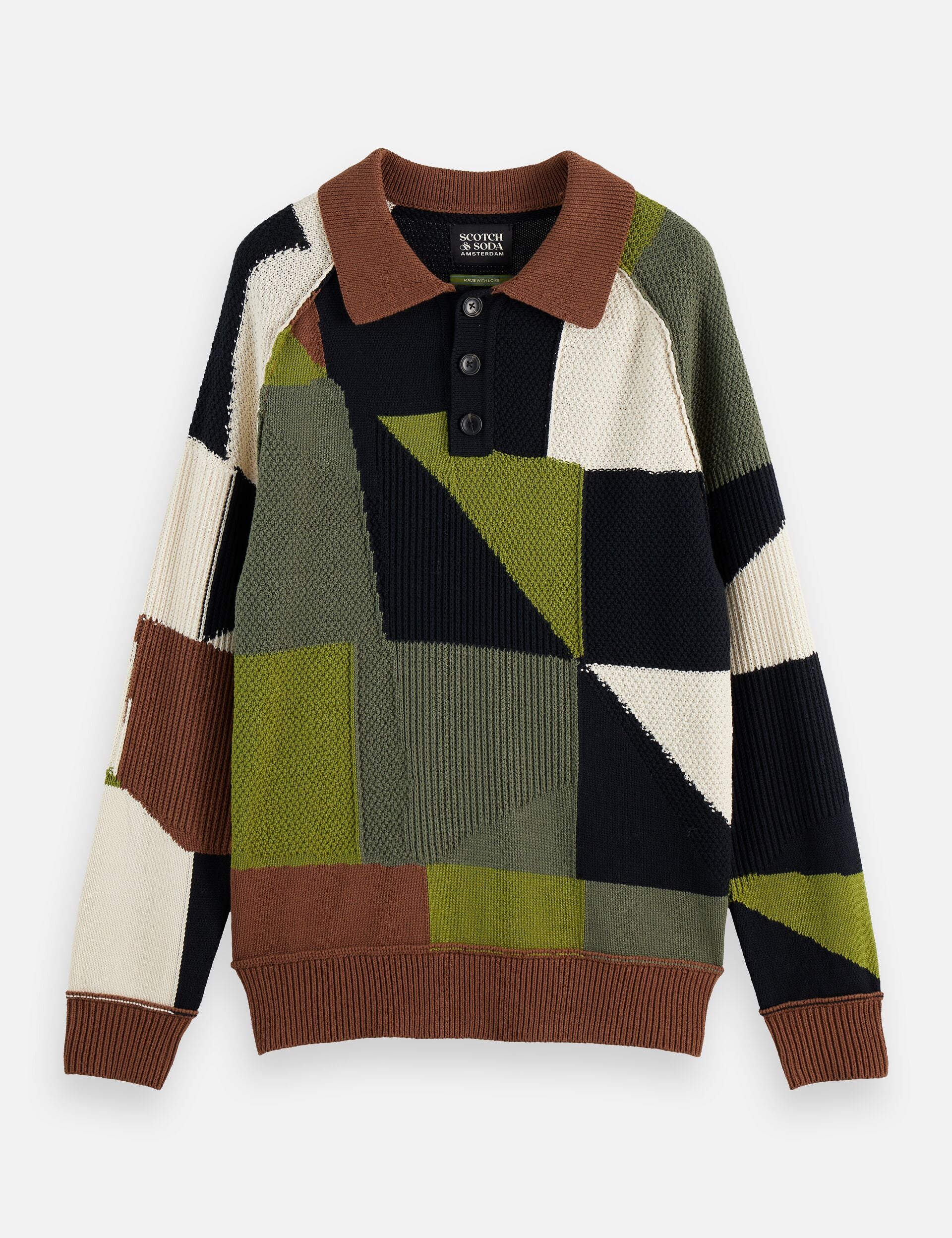 Patch work long sleeve polo – Scotch & Soda