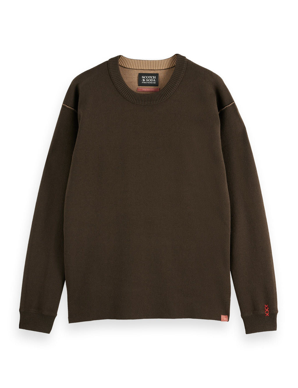 Merino double face dropped shoulder crewneck