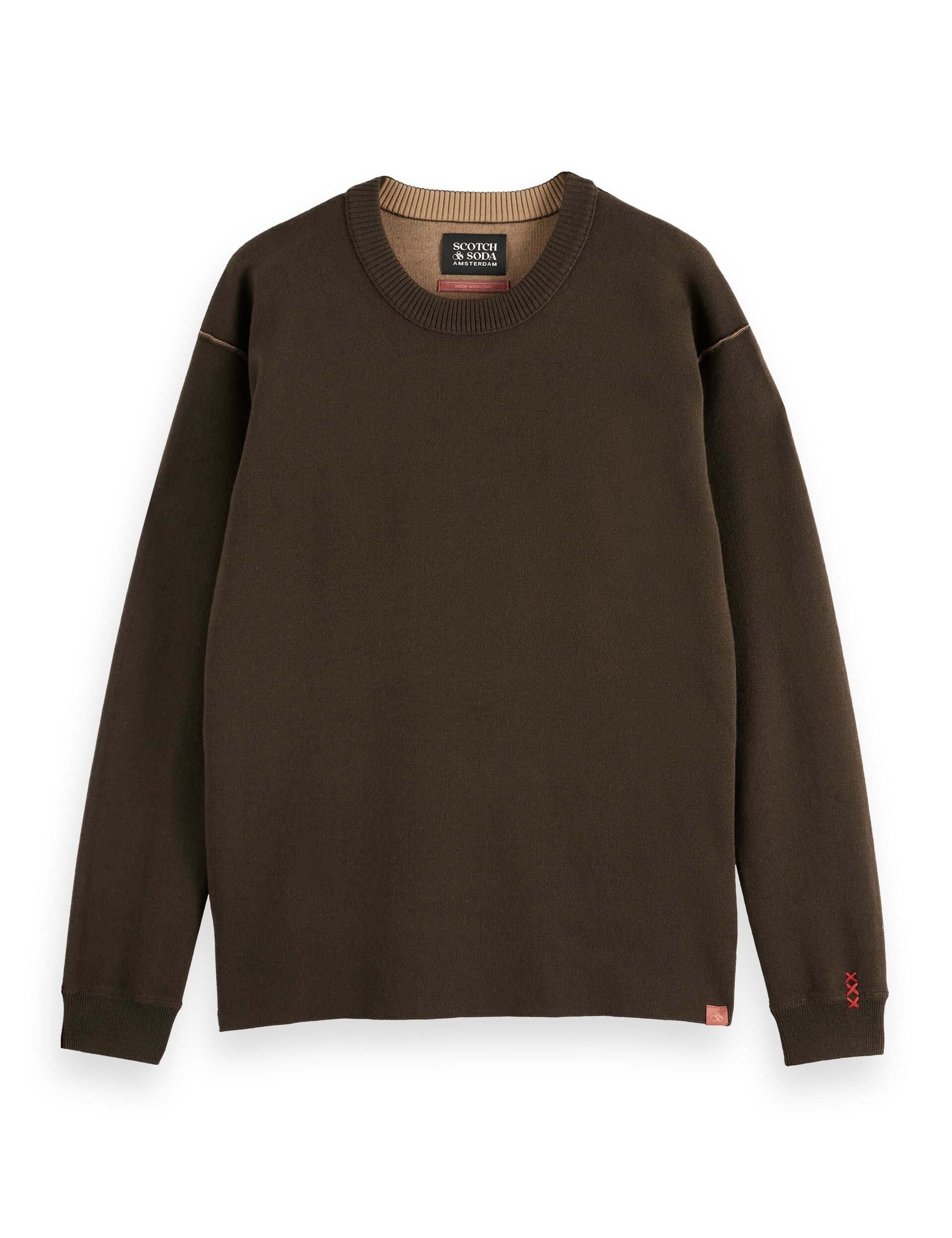 Merino double face dropped shoulder crewneck