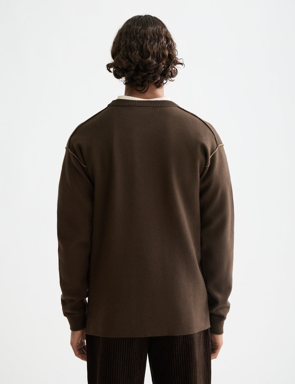 Merino double face dropped shoulder crewneck