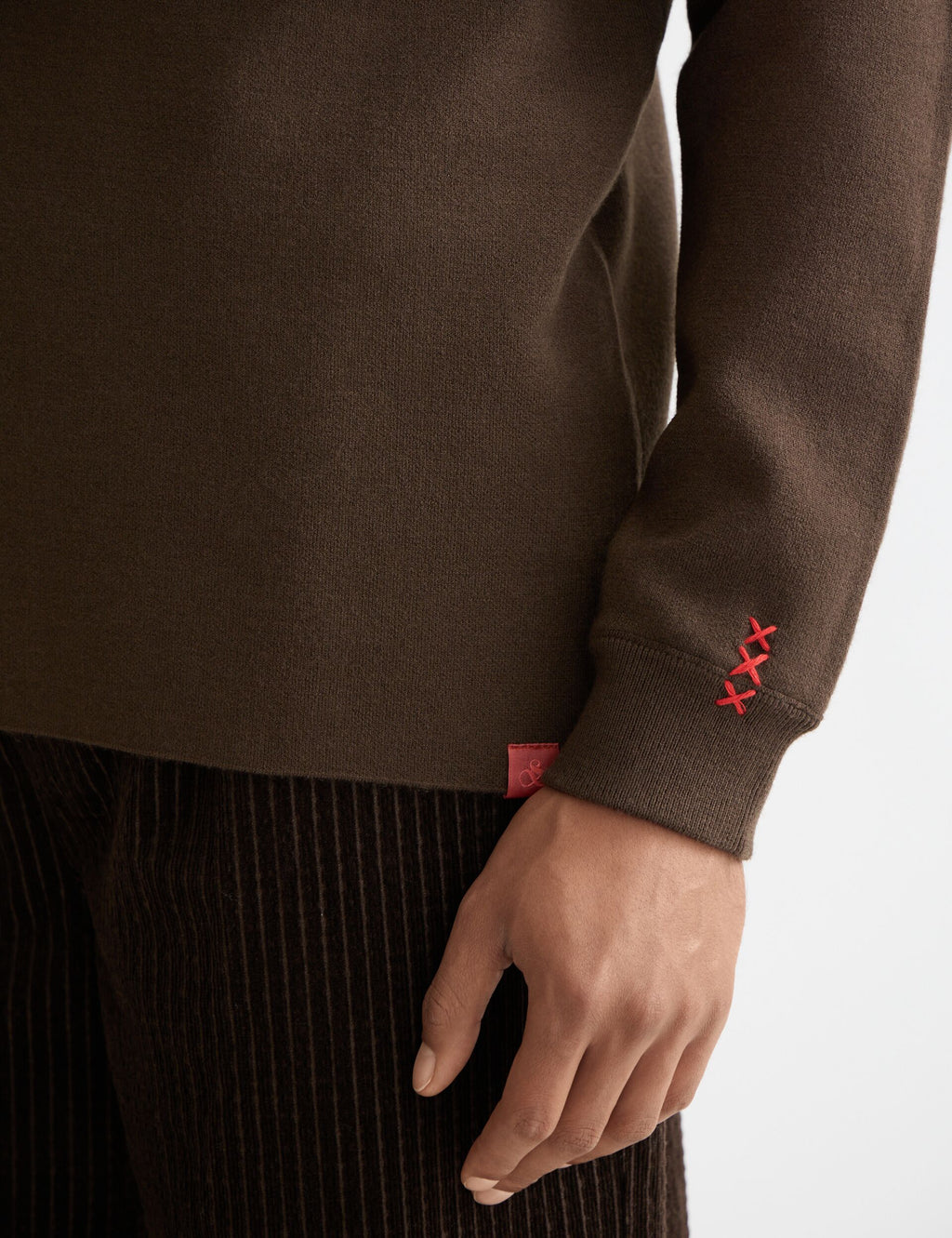 Merino double face dropped shoulder crewneck