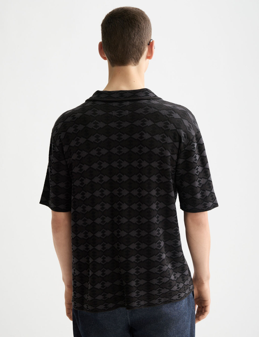 Tone on tone knitted polo