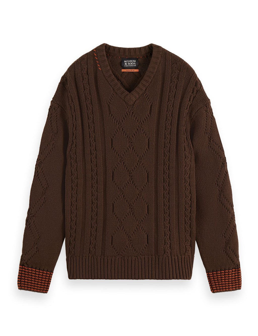 V-Neck chunky cable loose fit pullover