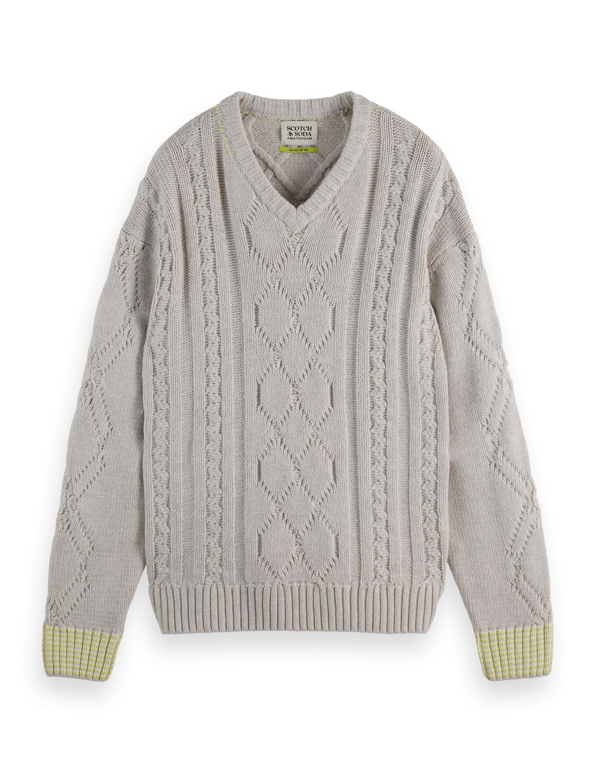 V-Neck chunky cable loose fit pullover – Scotch & Soda