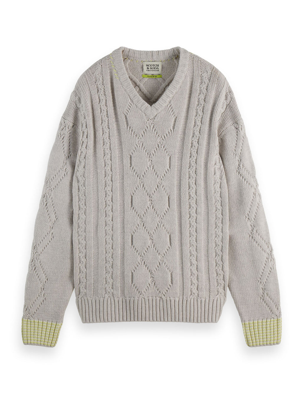 V-Neck chunky cable loose fit pullover