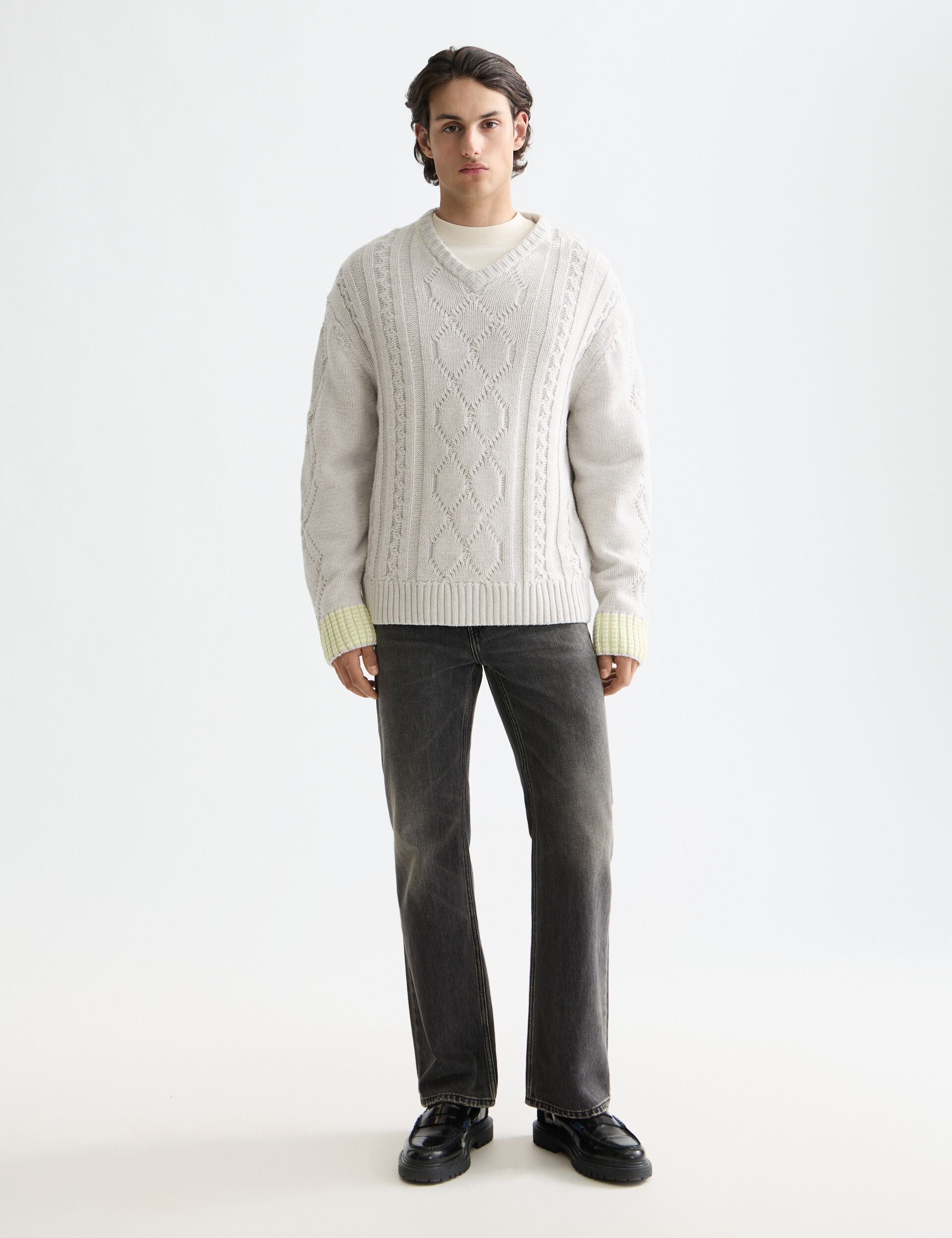 V-Neck chunky cable loose fit pullover – Scotch & Soda