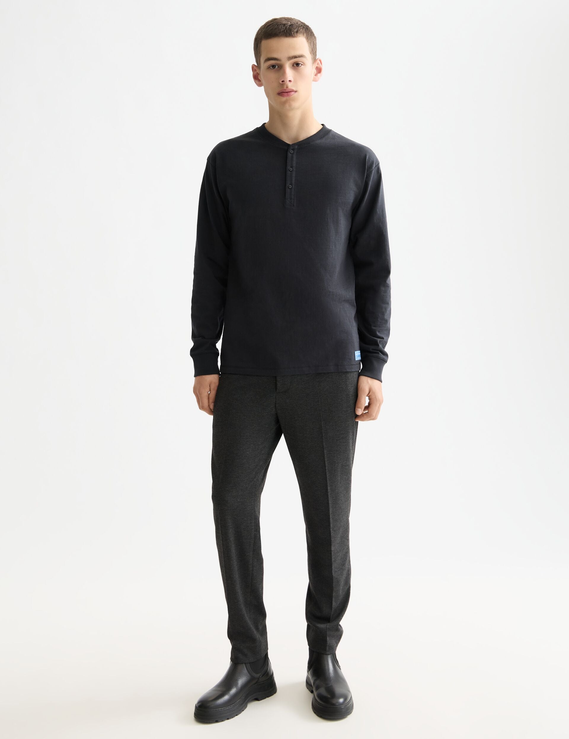 Long Sleeve Slub Henley T-Shirt