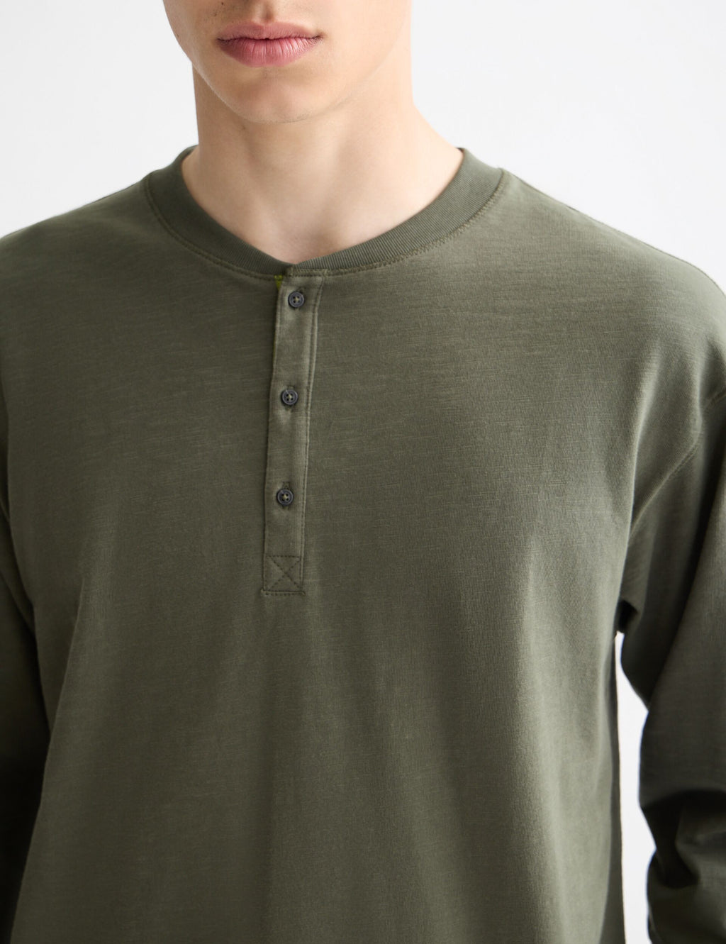 Long Sleeve Slub Henley T-Shirt