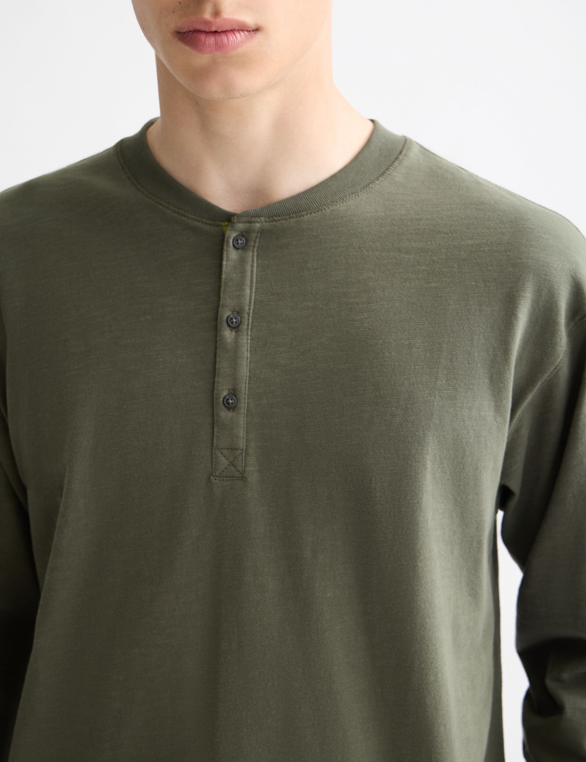 Long Sleeve Slub Henley T-Shirt
