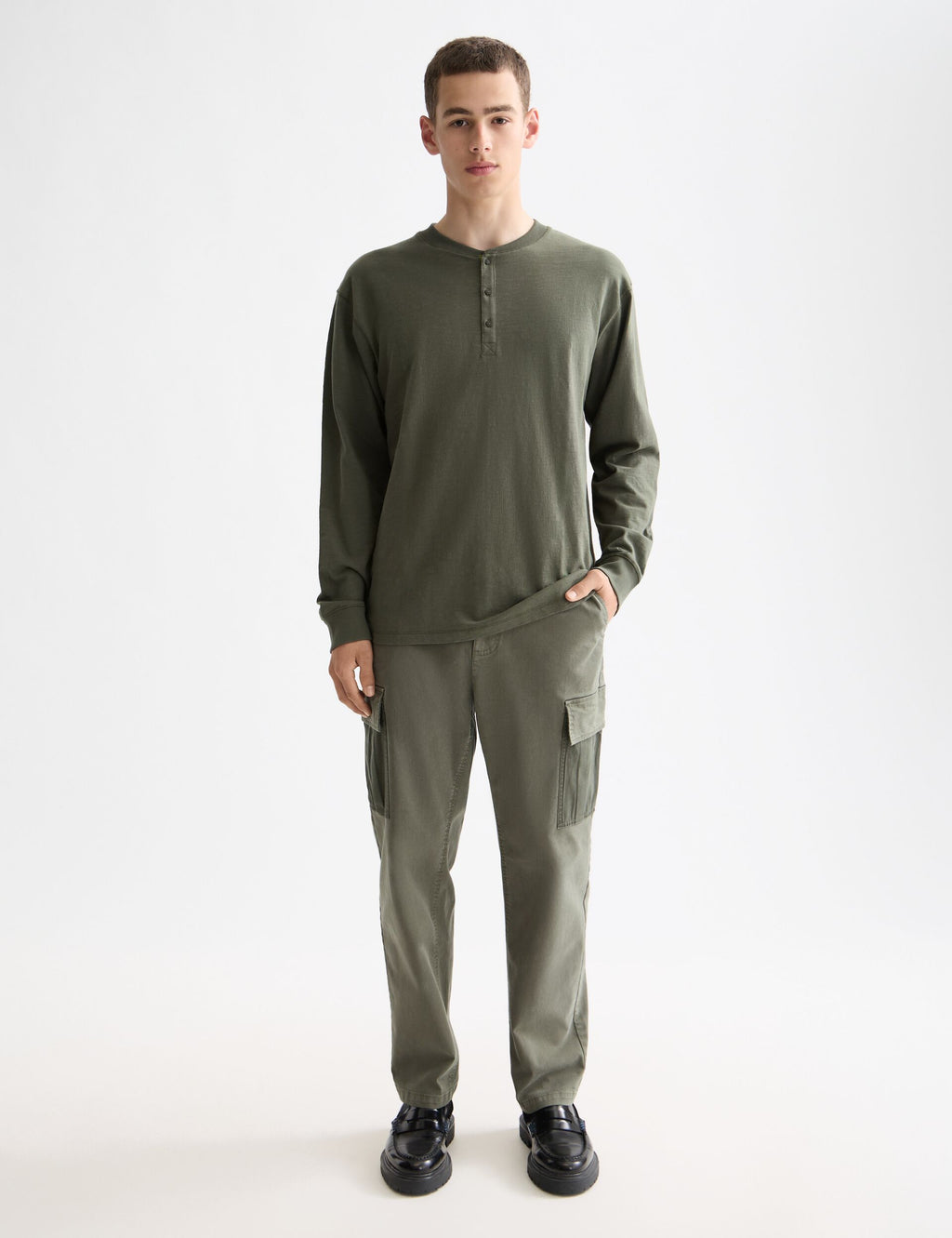 Long Sleeve Slub Henley T-Shirt