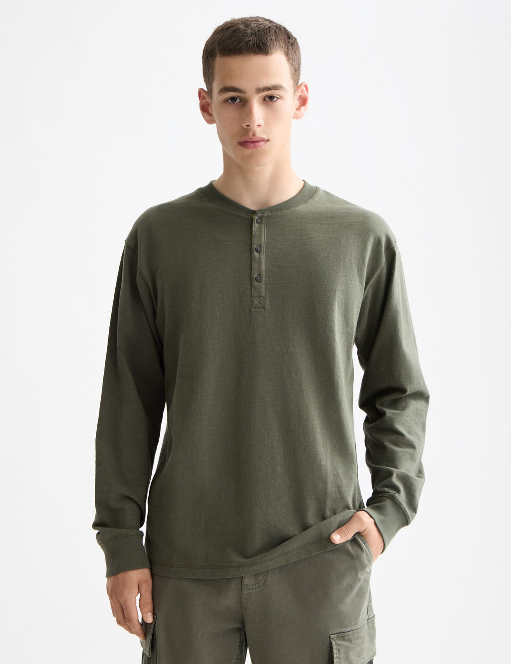 Long Sleeve Slub Henley T-Shirt