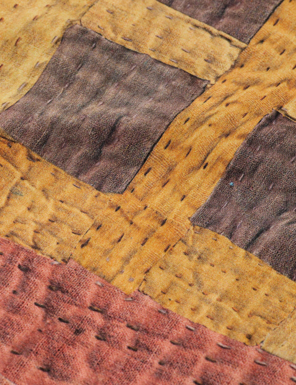 Printed patchwork cotton-poplin loose fit bermuda