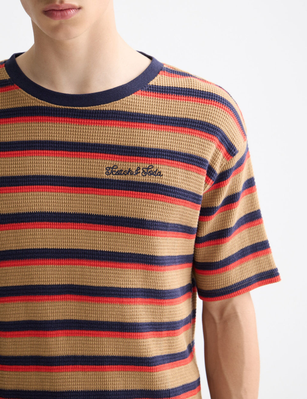 Relaxed Fit Chunky Waffle Stripe T-shirt