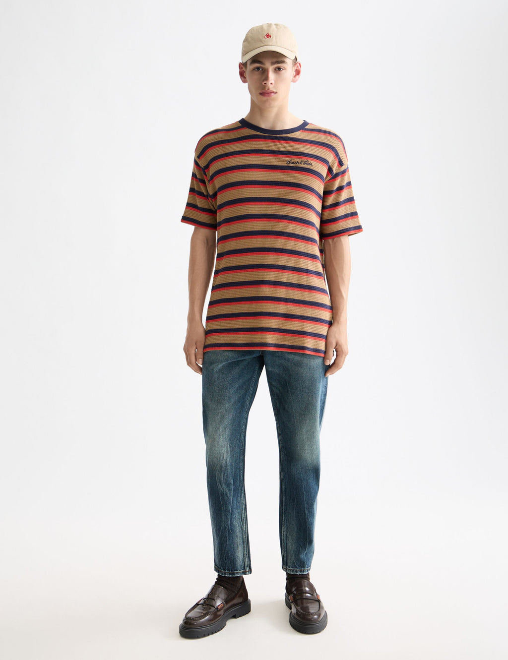 Relaxed Fit Chunky Waffle Stripe T-shirt