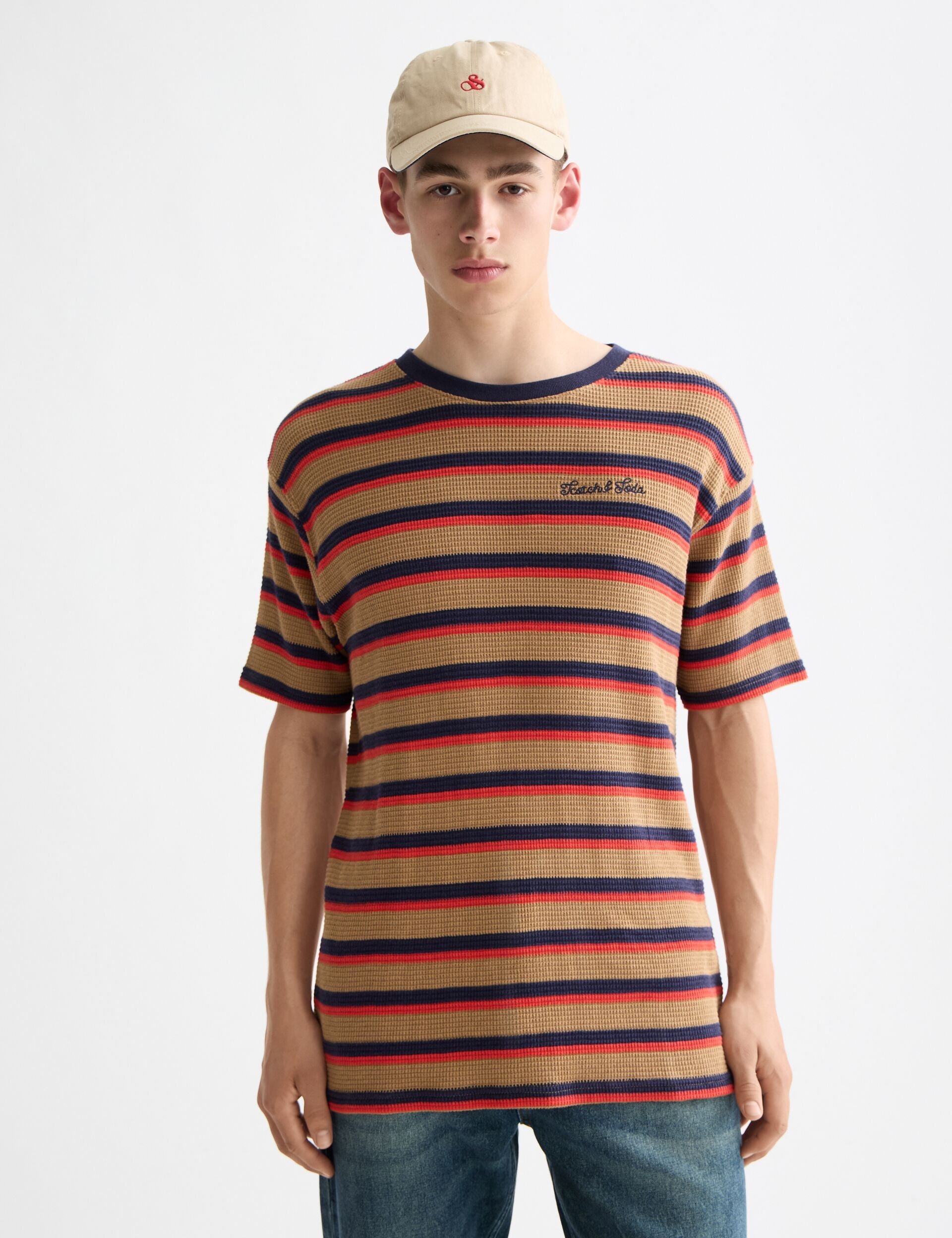 Relaxed Fit Chunky Waffle Stripe T-shirt