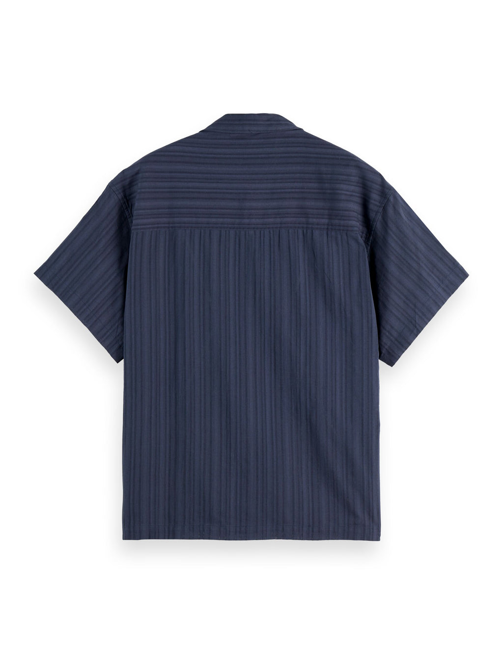 Structured-stripe short-sleeved shirt