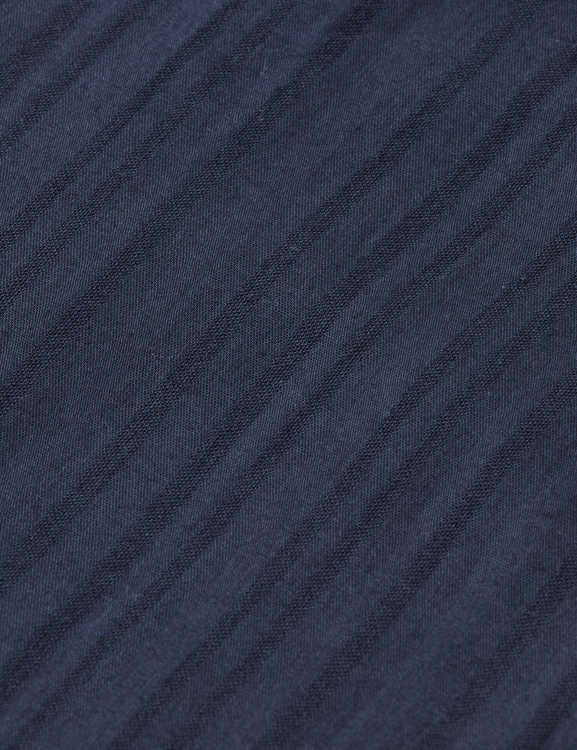 Structured-stripe short-sleeved shirt